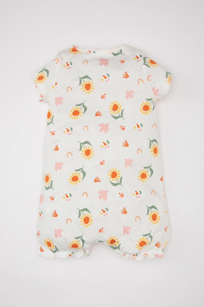 DeFacto Beige BabyGirl Baby Girl Newborn Floral Cotton Jumpsuit Casual - Image 5
